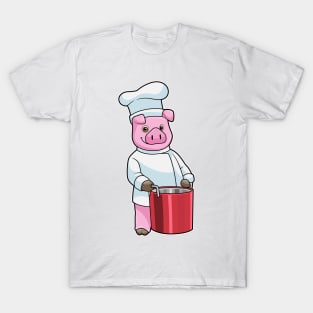 Pig as Cook with Cooking pot T-Shirt